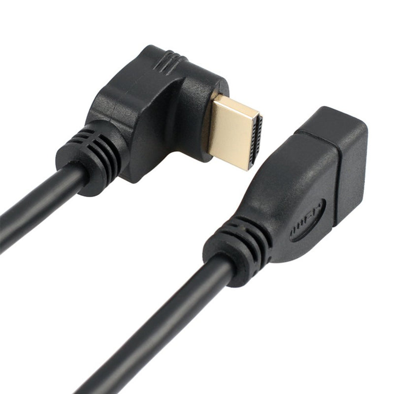 Bluwee HDMI Extension Cable High Speed 90-Degree Angle HDMI Male to Female Extension Wire Cord HDMI Extender - Gold Plated Plugs, Black (0.5FT)