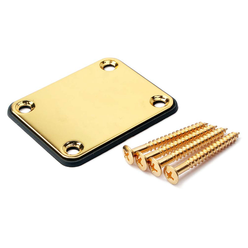 Milisten Guitar Neck Plate with 4 Screws for Strat Tele Guitar Precision Replacement for Electric Guitar Jazz Bass Golden