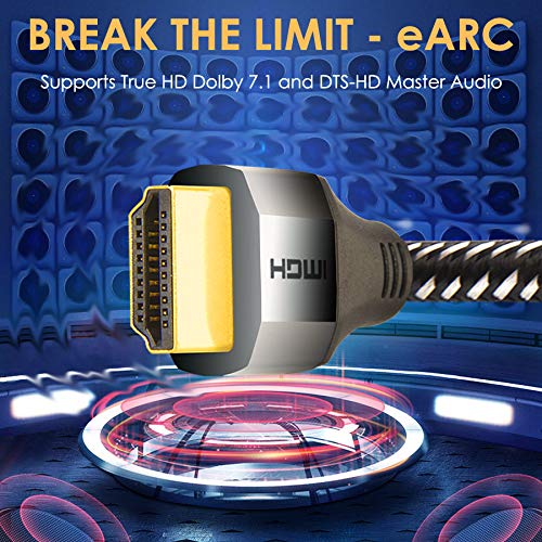 HMDI 2.1 Cable 8K 6FT High Speed Ultra HD Cable - 8K HDMI 2.1 HDCP 2.2 60Hz 48Gbps 4:4:4 HDR Braided Cord Compatible with 4K@60Hz, Great for Dolby Vision TV Xbox PS4 Sony LG Samsung 8K - 6 Feet 8K HDMI 6FT