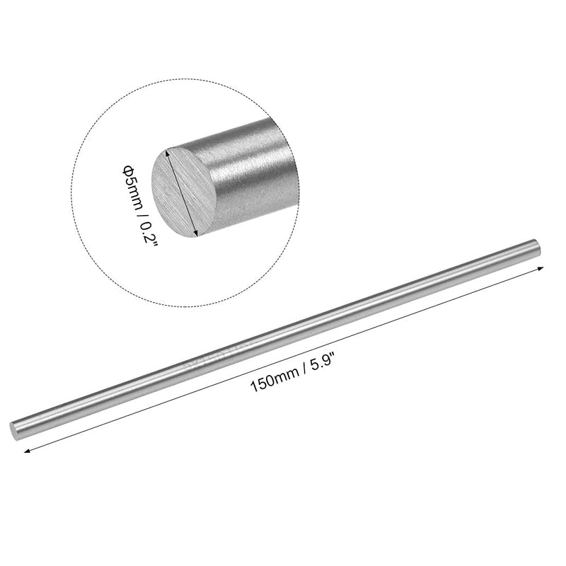 [AUSTRALIA] - uxcell Round Steel Rod, 5mm HSS Lathe Bar Stock Tool 150mm Long, for Shaft Gear Drill Lathes Boring Machine Turning Miniature Axle, Cylindrical Pin DIY Craft Tool, 5pcs 5mm x 150mm 