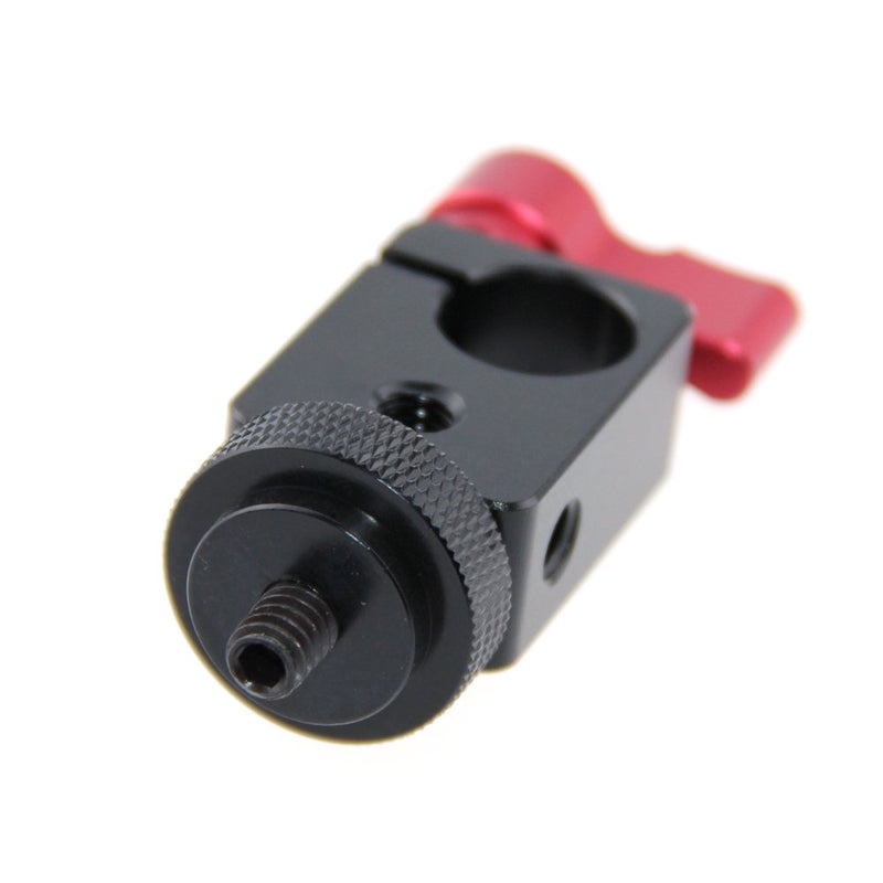CAMVATE Single Rod Clamp 15mm with 1/4" Mount Screw Adapter (M5 Rotating Knob-Red)