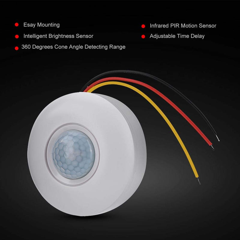 360° Motion Sensor Switch Photosensitive Control PIR Motion Detector Switch with Time Delay for LED Ceiling Light