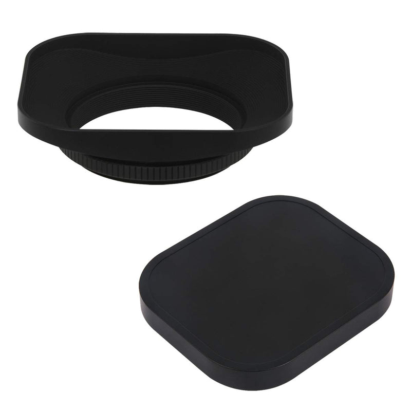 Haoge LH-B46T 46mm Square Metal Screw-in Lens Hood with Cap for Leica Summilux-M 35mm f/1.4 50mm f1.4 E46, Summarit-M 90mm f/2.5 75mm f2.5 E46, Summicron-M 28mm F2 E46, Voigtlander 35mm f/1.7 28mm f2