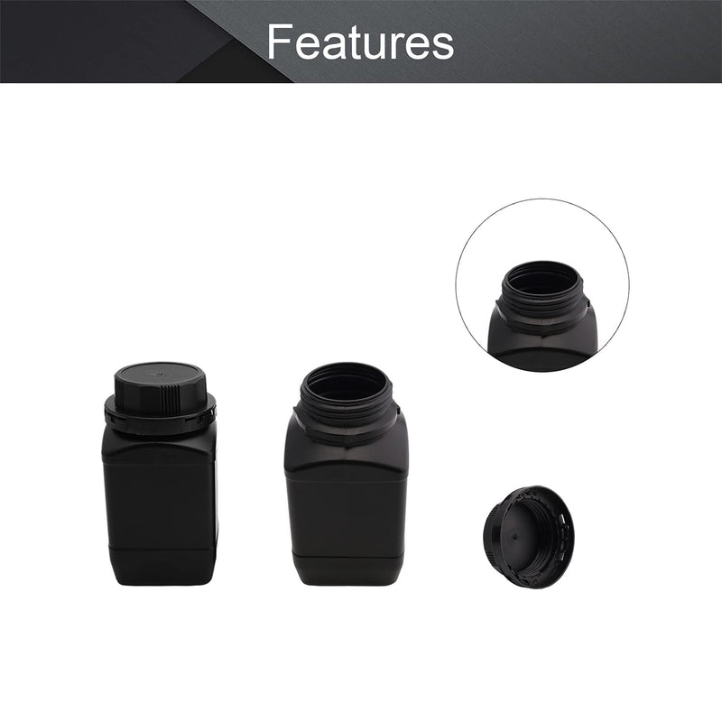 Othmro Plastic Lab Chemical Reagent Bottle, 500ml Wide Mouth Sample Sealing Liquid/Solid Storage Bottles, Black 5pcs 5pcs 500ml black