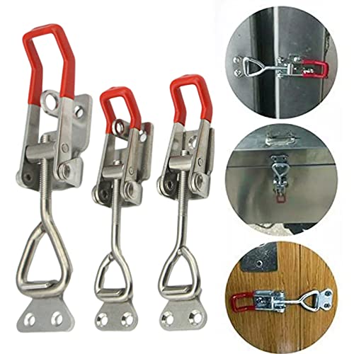 [AUSTRALIA] - 2PC 304 Stainless Steel Adjustable Lever Handle Lock Hasp Cabinet Box Latches Quick Release Toggle Latch Clamp Clasp Toolbox Case Hasp Hardware With Screws (Large) 