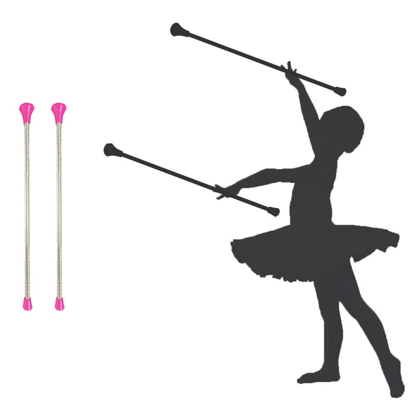 Twirling Baton 21 Inches Marching Baton Spinning Dance Baton Metal Gymnastics Parade Stick for Child in Majorette 2 pack pink