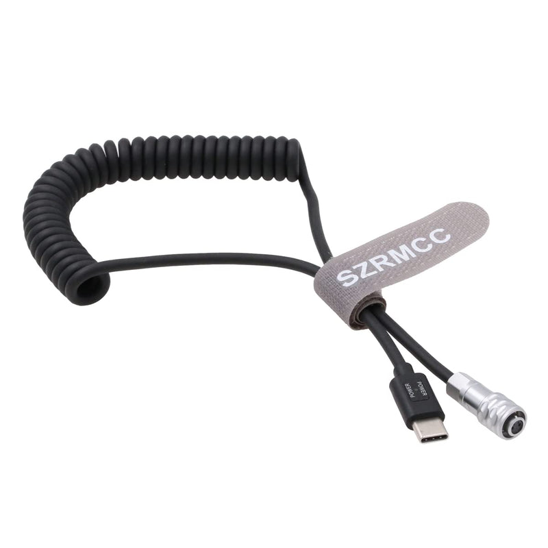 SZRMCC BMPCC 4K 6K SF610 2 Pin to USB C Type-C PD Trigger Coiled Power Cable for Blackmagic Pocket Cinema Camera 4K 6k