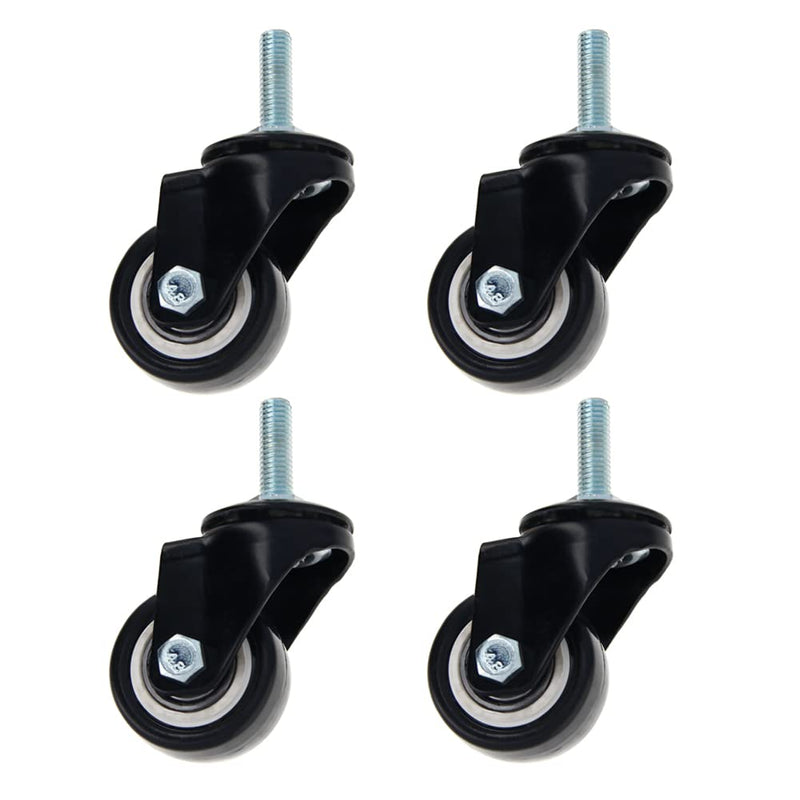 1.5 Inch Swivel Caster Wheels PU 360 Degree Threaded Stem Caster Wheel, M8 x 25mm, 77lb Capacity Each Wheel Black Tone 4pcs, (Bettomshin)