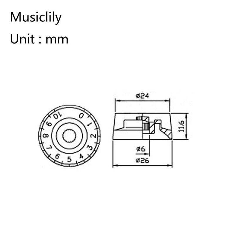 Musiclily Pro Left Handed Metric Size 18 Splines Guitar Speed Control Knobs for Epiphone Les Paul SG Style, Cream (Set of 4)