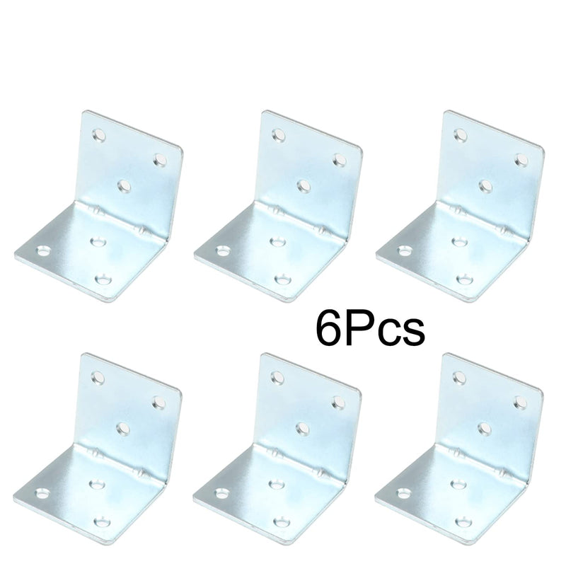 MroMax 6PCS Right Angle Bracket Corner Bracket 1.97" x 1.97" (L x W) Galvanized Angle Bracket Fastener Right Angle Bracket Suitable for Furniture Wooden Cabinet