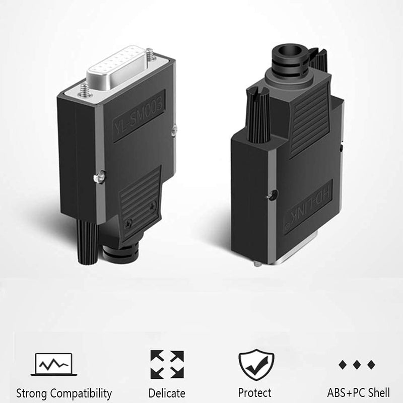 Jienk 2Pcs DB15 Solderless Female RS232 D-SUB Serial Adapters, 16mm thinner 15 Pin Port Terminal Solderfree Breakout Board Connector with Case Accessories Female(2Pcs)
