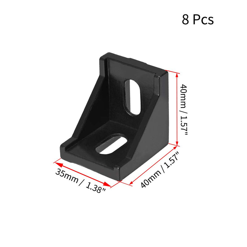uxcell Inside Corner Bracket Gusset, 40mm x 40mm for 4040 Series Aluminum Extrusion Profile, 8 Pcs (Black)