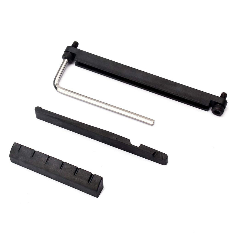 Alnicov Guitar Brigde Saddle Set,Adjustable Lifting Guitar Brigde Saddle Upper Lower Nut Set for 6 String Acoustic Folk,Black