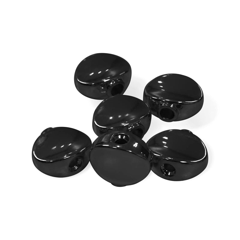 MAXCHEER 6PCS Small Oval Metal Guitar Tuning Pegs keys Tuners Machine Heads replacement Buttons knobs Handle (Black) Black