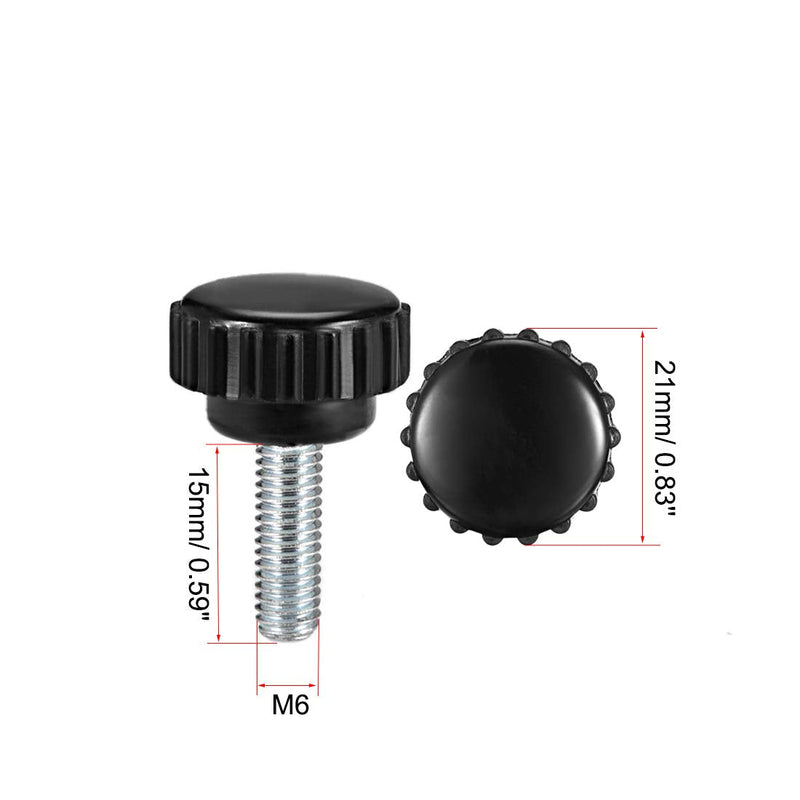 uxcell M6 x 15mm Male Thread Knurled Clamping Knobs Grip Thumb Screw on Type 20 Pcs M6x21x15