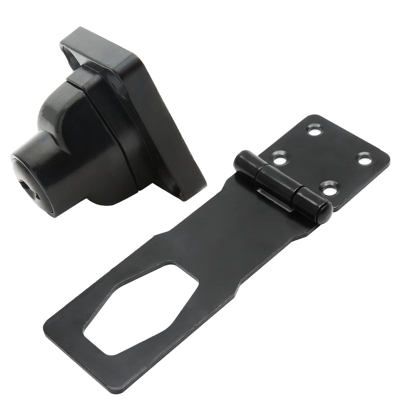 [AUSTRALIA] - Kyuionty 2Pcs Keyed Hasp Locks 4 Inch Twist Knob Keyed Locking Hasp, Metal Safety Hasp Latches Keyed Different for Small Doors, Cabinets (Black) Black 