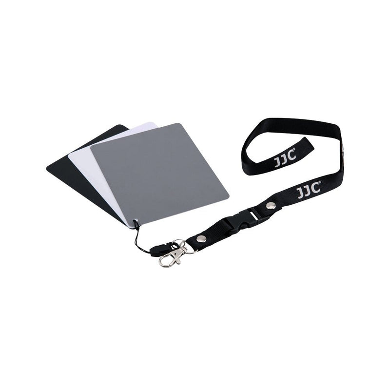 JJC 4" x 5.2" PVC White Balance Card Set for Achieving Perfect Color Balance in Your Photos - Including an 18% Neutral Grey Card, a White Card and a Black Card 4.0" x 5.2"