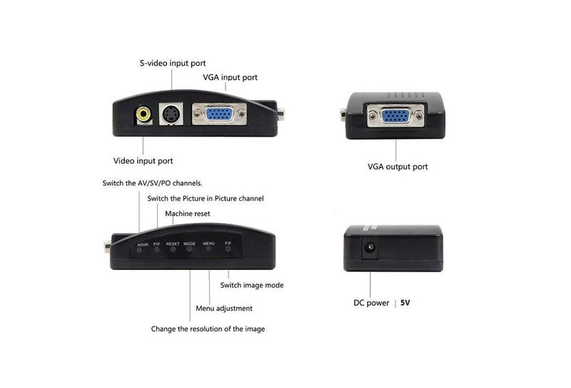 SOUTHSKY Video Converter , Composite RCA AV to VGA, S Video to VGA,VGA to VGA, Adapter Box,Compatible with TV,PC,Monitor,Laptop,DVD,CCTV Camera
