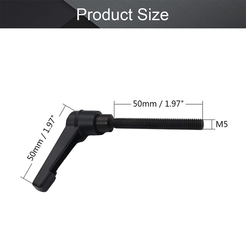 Othmro M6 Thread 50mm Length Black Aluminum Alloy Adjustable Lever Handle Clamping 3pcs