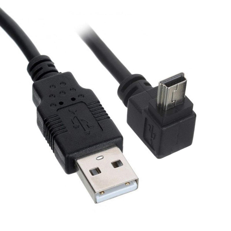 CY Mini USB to USB Cable 5pin USB-A to Mini USB-B Data Cable Up Angled Black Up 0.5m