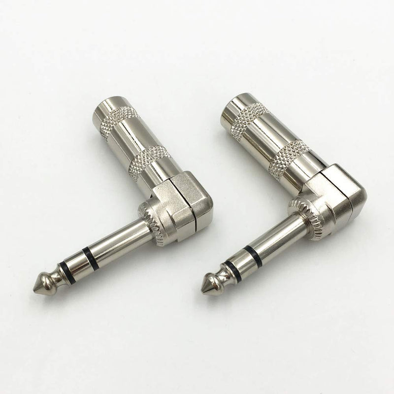 Stereo Plug 1/4" Audio Plugs 6.35 mm Plug TRS Male 1/4 inch Solder Type Stereo Plug Right Angle Design Connector for DJ Mixer Speaker Cables Guitar Cables Phono Patch Cable Microphone Cables（4pack） 1/4 TRS Plug 4PCS