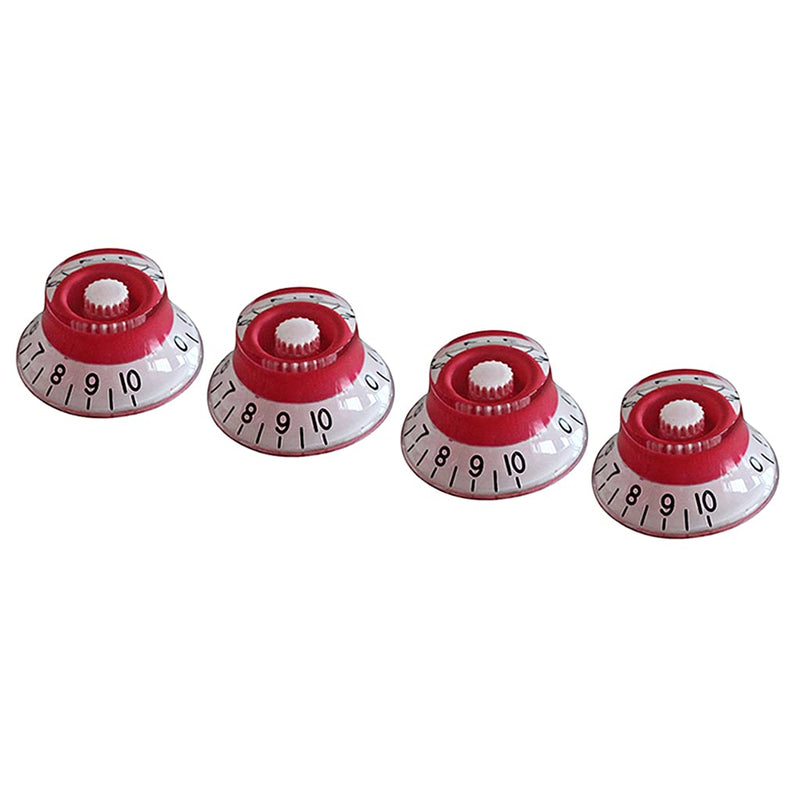 Alnicov Guitar Top Hat Speed Control Knobs Volume Tone Knobs for LP Electric Guitar Set of 4,Red and White