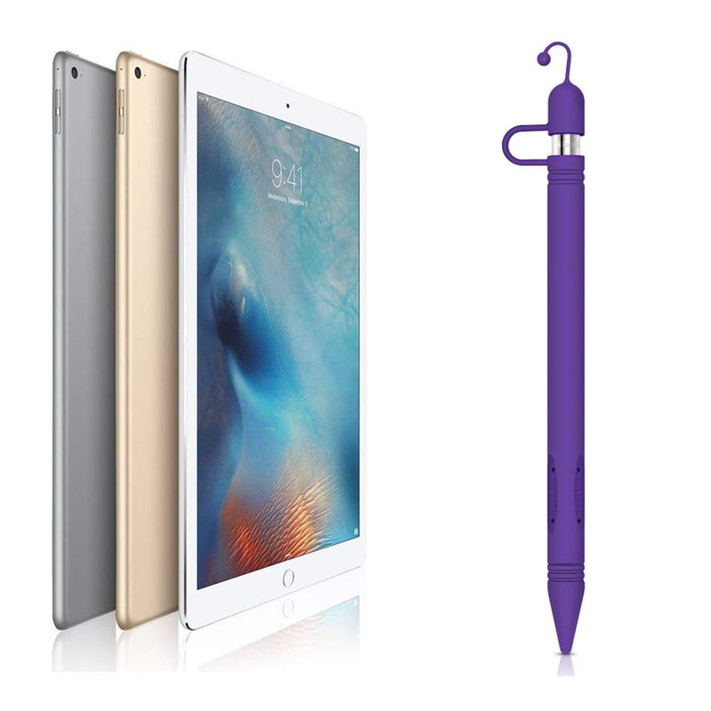 ZALU Silicone Case Set Sleeve Skin Pocket Cover Accessories Compatible for Apple Pencil, Soft Grip Pouch with Charging Cap Holder and Protective Nib Cover (Purple) Purple