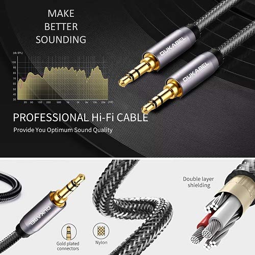 DUKABEL Top Series 3.5mm AUX Cable Lossless Audio Gold-Plated Auxiliary Audio Cable Nylon Braided Male to Male Stereo Audio AUX Cord Car Headphones Phones Speakers Home Stereos (4 Feet (1.2 Meters)) 4 Feet / 1.2 Meters