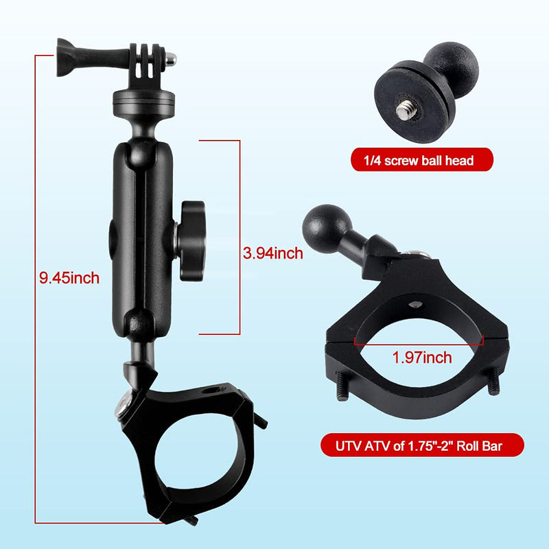 [AUSTRALIA] - MAIKER UTV ATV Camera Mount Holder Compatible with GoPro, 1.75"-2" Roll Bar Compatible for All GoPro Models, Such as GoPro Hero 9, 8,7,5 4, Session, GoPro Max, Insta360 etc 