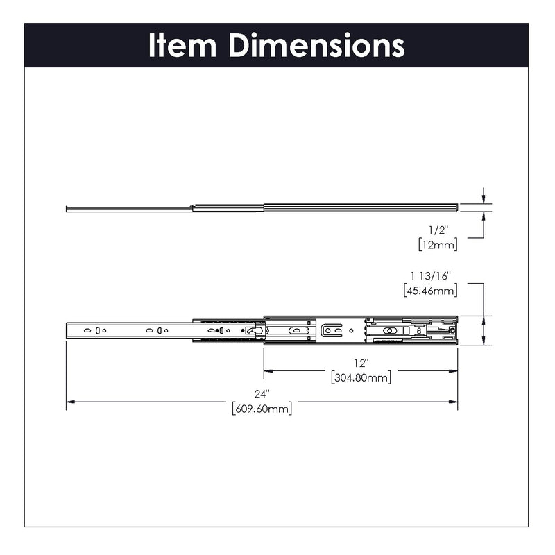 Hickory Hardware P1055/12-2C Collection Soft Close Drawer Slide 12" Cadmium Finish (2 Pack), 2 Piece