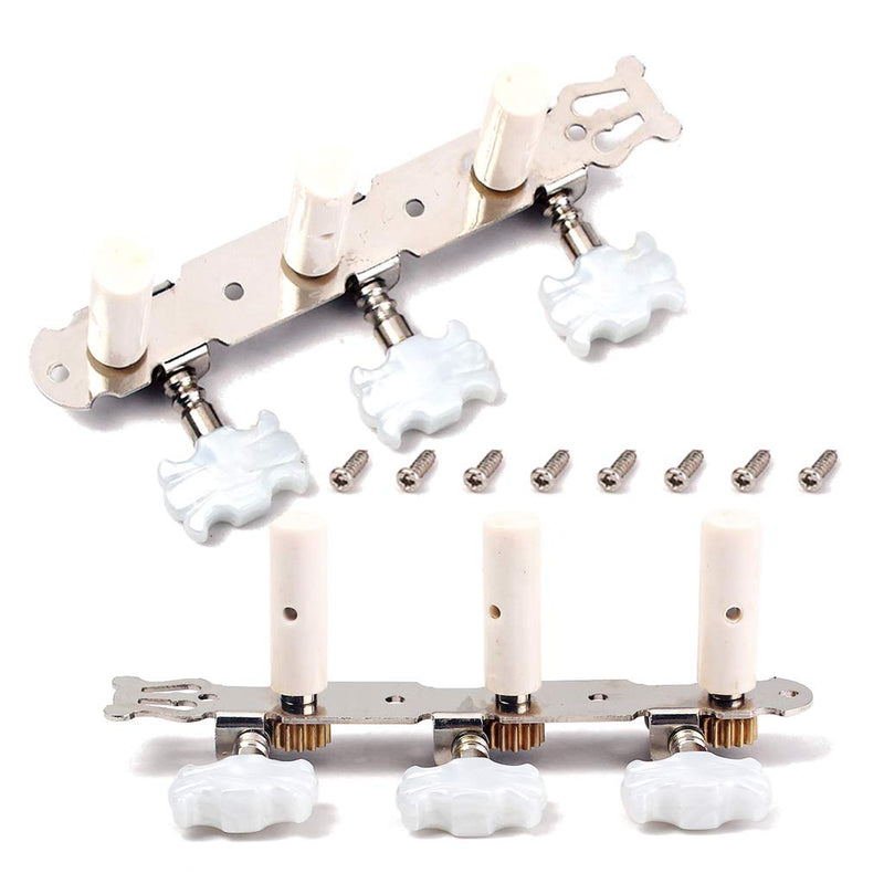 Alnicov 2 Pcs Guitar Machine Heads Tuning Pegs Tuning Keys Tuners For Classical Guitar With Mounting Screws, 3L 3R Chrome, White