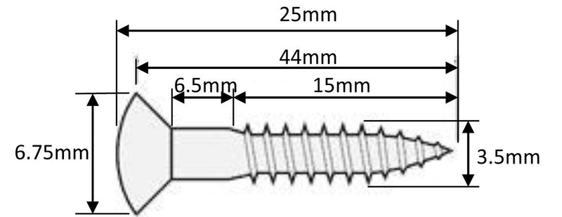 10x Guitar bridge or tremolo fixing screws countersunk head in black 3.5mm x 25mm