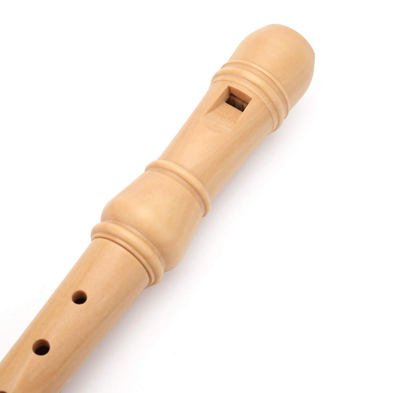 Suwimut Wood Soprano Recorder Set, 8 Hole C Key 3 Piece Instrument with Fingering Chart, Cleaning Rod, Joint Grease and Hard Case, Natural