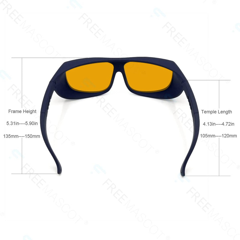 FreeMascot Professional OD 6+ 190nm-490nm Wavelength Violet / Blue Laser Safety Glasses for 405nm, 445nm, 450nm,473nm Laser (Frame Style 5)
