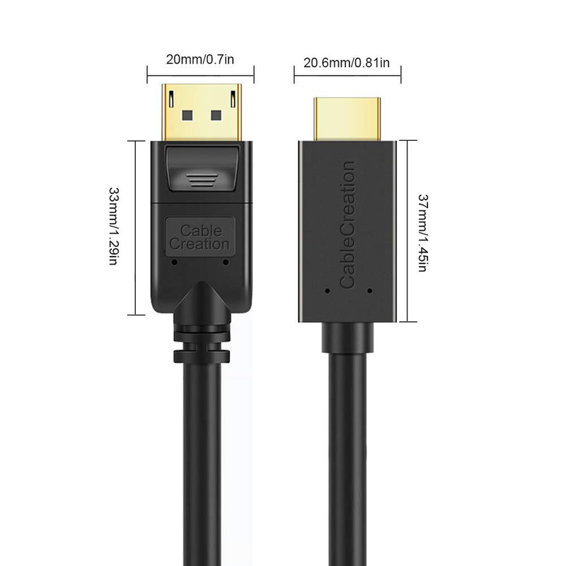 Active DP to HDMI (2-Pack), CableCreation 6 ft DisplayPort to HDMI Cable, Eyefinity Multi-Screen, 4K & 3D Audio/Video Converter, 1.8M / Black 6 Feet[2-PACK] Active