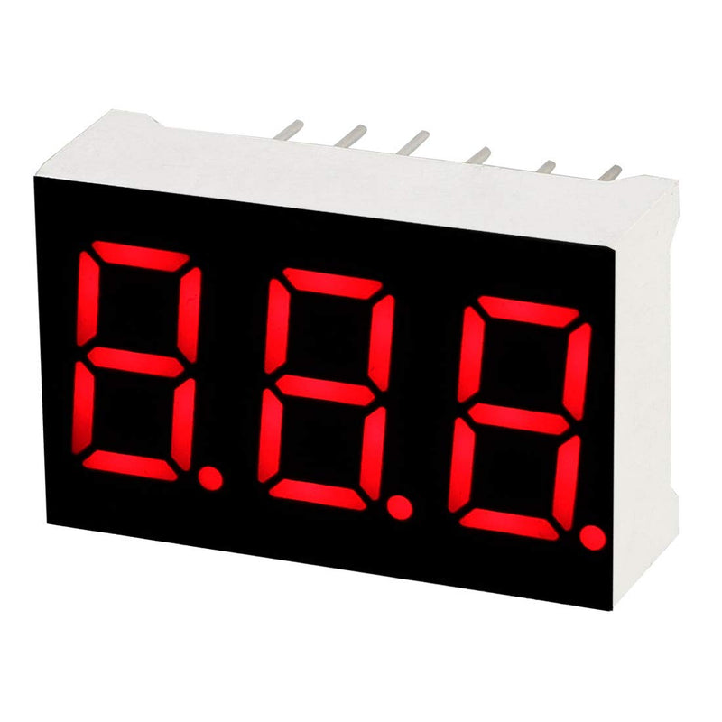 uxcell Common Cathode 11 Pin 3 Bit 7 Segment 0.89 x 0.55 x 0.28 Inch 0.35" Red LED Display Digital Tube 5pcs