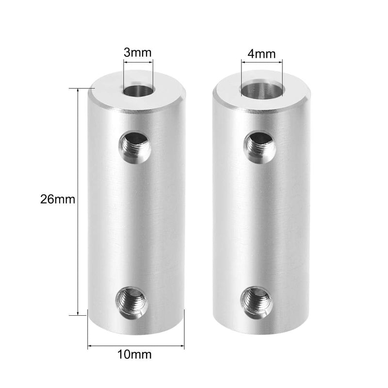 [AUSTRALIA] - uxcell 3mm to 4mm Bore Rigid Coupling Set Screw L26XD10 Aluminum Alloy,Shaft Coupler Connector,Motor Accessories 4mm to 3mm 