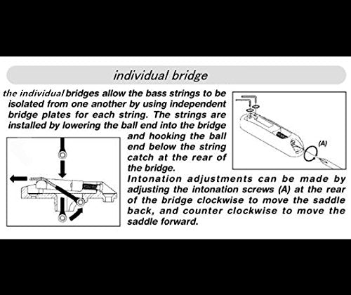 JD Moon 4 or 5 String Bridge Saddles Heavy Duty Individual Bass Bridge Tailpiece (Black) Black