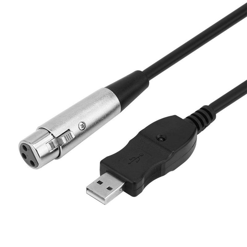 Eboxer 2.8M USB Male to XLR Female Microphone Converter Cable Studio Audio Connector Link Cable Adapter,Built-in A/D Convert with Audio Signal Boost for Recording Karaoke Singing,Black