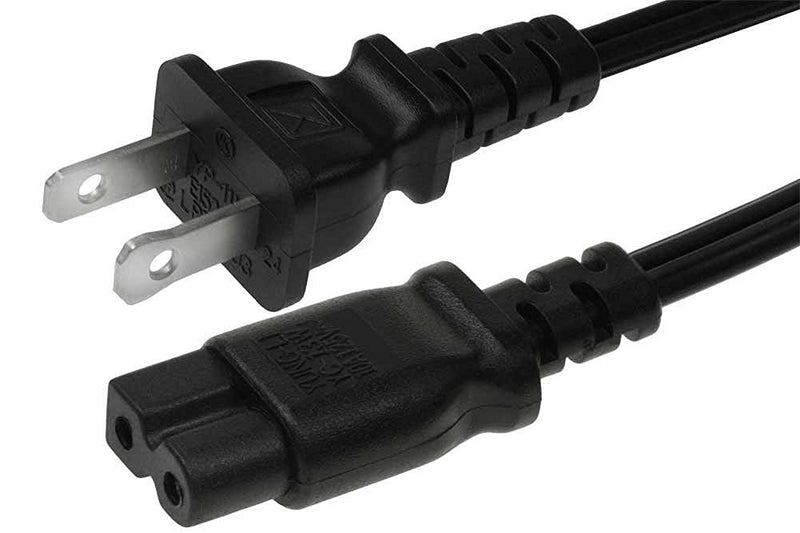 RiteAV - 6 Feet 18 AWG 2-Slot Polarized Power Cord IEC320C7 to NEMA 1-15P