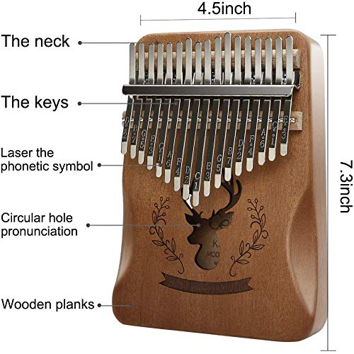 Far win Kalimba - 17 Keys Thumb Piano - with Study Instruction and Tune Hammer, Portable Mahogany African Wood Finger Piano, Perfect Gift for Kids Adult Beginners (blue) blue