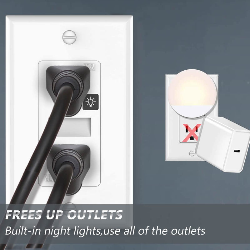 SOZULAMP Decorator Receptacle Outlet with LED Night Light,15A 125V,2 Pole 3 Wire,Tamper Resistant(TR) Electrical Standard Wall Outlets with Nightlight (4 Pack,White) Tamper Resistant White 4