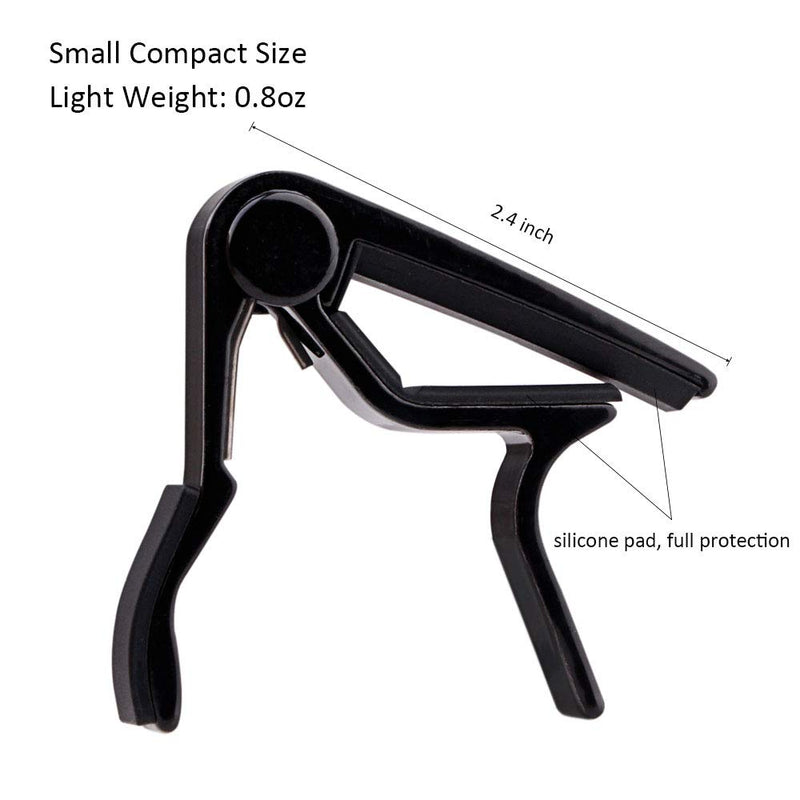 Ukulele Capo Black for Uke Soprano Concert Tenor Baritone Light Weight Ukulele Clamp Clip (Black)