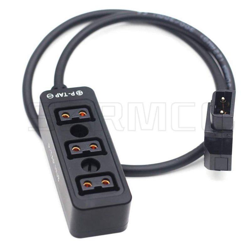 SZRMCC D-tap Male to 3 Port P-tap Hub Metal Splitter Power Cable with Screw Holes for ARRI RED Cameras accesories (Black) Black
