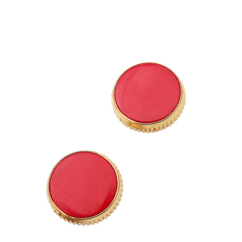 Alnicov Gold Plated Stone Inlays Trumpet Finger Buttons for Trumpet Replacement Red Set of 3