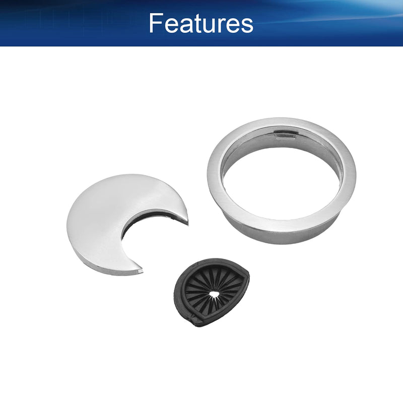 Yinpecly 2pcs Metal Desk Grommet for Wire Organizer Fits 1.97"/50mm Hole Cable Grommet Desk Hole Cover Silver for Office Computer Table Wire Cord Cable Managing&Hiding fit 50mm dia hole