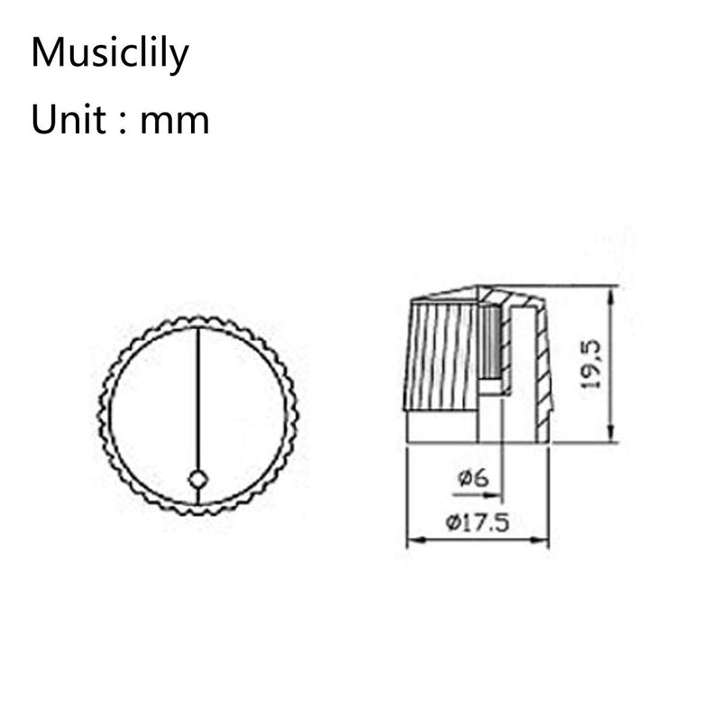 Musiclily Pro Universal Fitting Inch/Metric Size Plastic Bevel Top Knobs for Guitar or Bass Steinberger Style, Black (Set of 2)