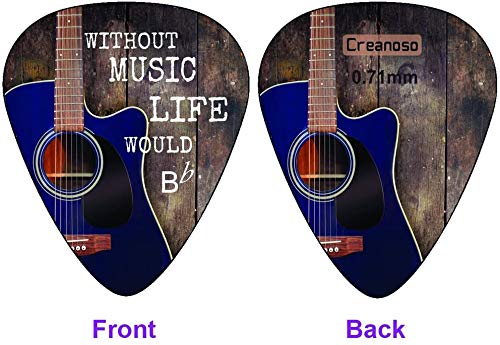 Creanoso Cool Guitar Picks (12-Pack) - FREE Leather Pick Holder - Celluloid - Assorted Unique Design - for Electric Guitar, Acoustic Guitar, Mandolin, and Bass (Cool 12 Pack (3 Sizes, H M L)) Cool 12 Pack (3 Sizes, H M L)