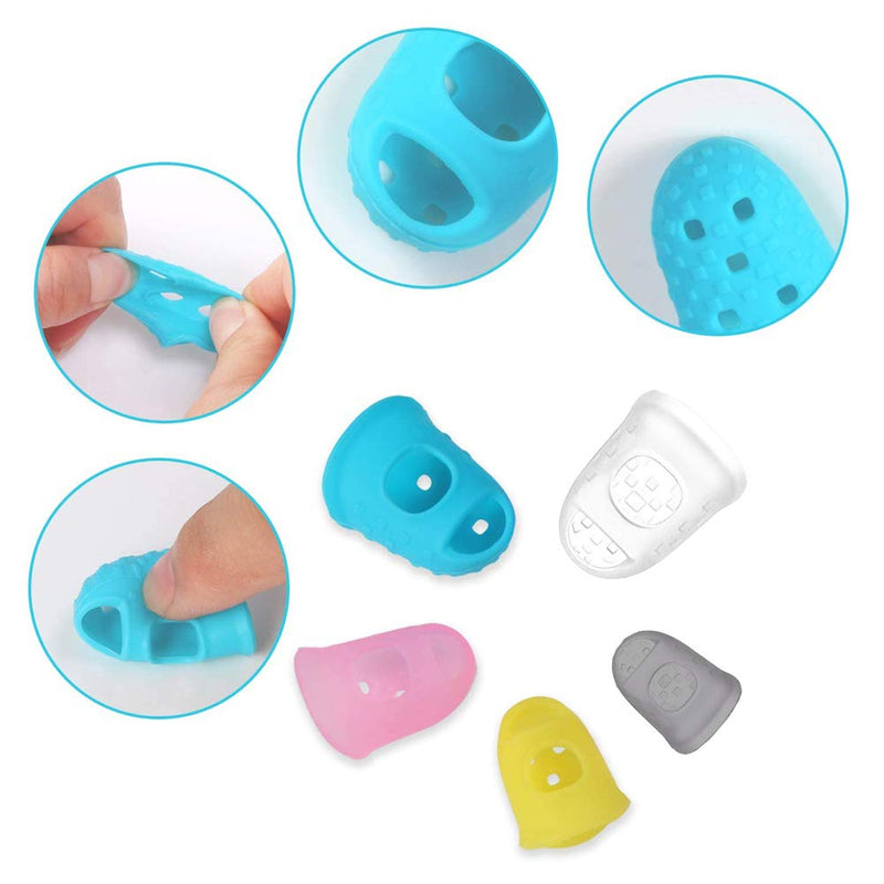 75Pcs 5 Sizes Guitar Accessories Silicone Finger Guard, Beginner Guitar Finger Protectors, Thumb Fingertip Protection Covers Caps for Stringed Instruments, Sewing, Embroidery Multi