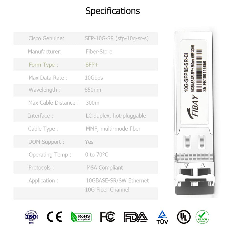 10G SFP+ SR Multi-Mode Module 10GBase-SR SFP+ LC Transceiver 10Gb 850nm MMF 300m DDM Pack of 4 for Cisco SFP-10G-SR-S Finisar Netgear TP-Link D-Link QNAP Supermicro 10GBASE-SR: 300m (4Pack)